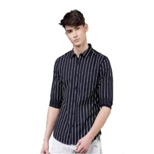 Favnic Slim Fit Striped Lining Cotton Full Sleeve Casual Shirts for Men
